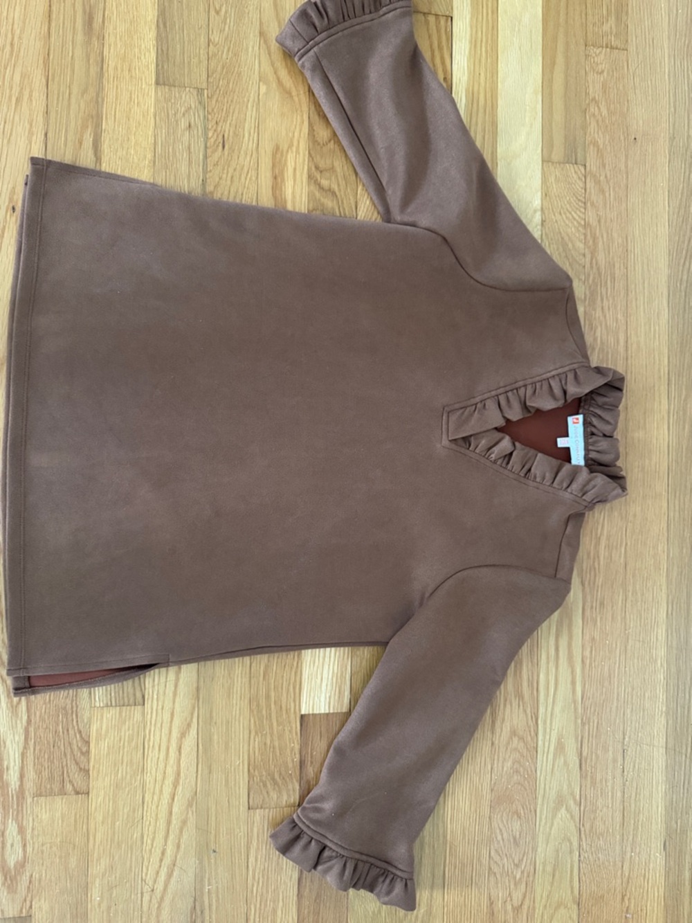Jude Connally Brown Ruffle V-Neck Top